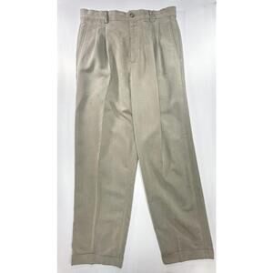 Claiborne Vintage Pleated Front Dress Pants Mens Brown 33/32